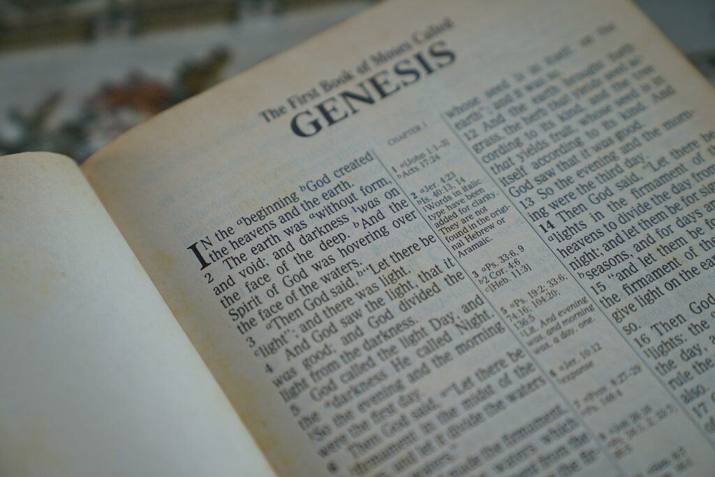 Bible open to Genesis