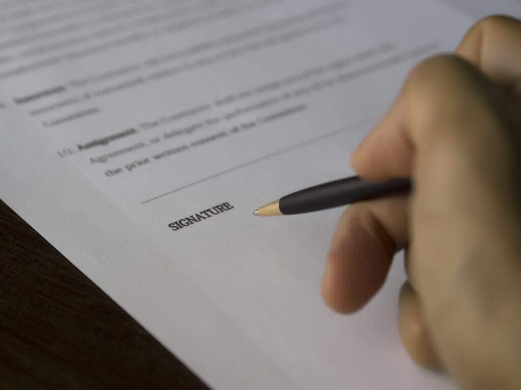 person signing document