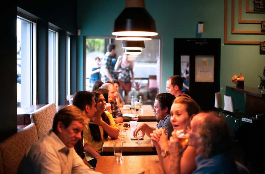 people gathered in a restaurant