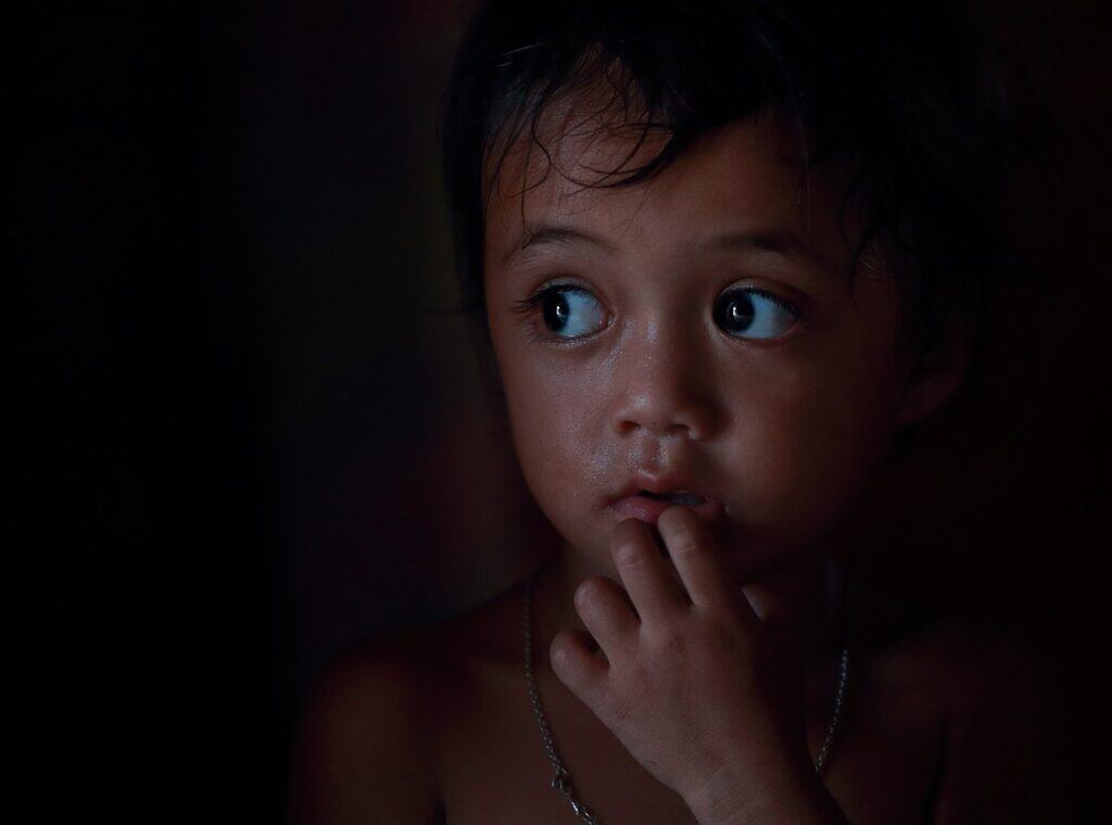scared preschooler in the dark