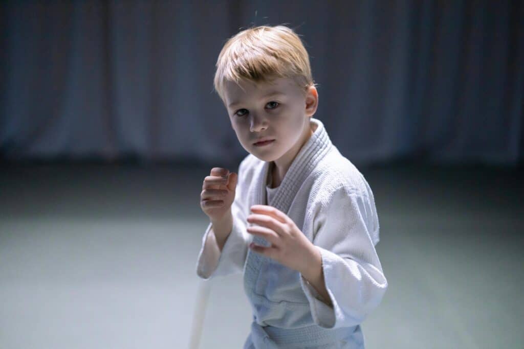 young boy karate