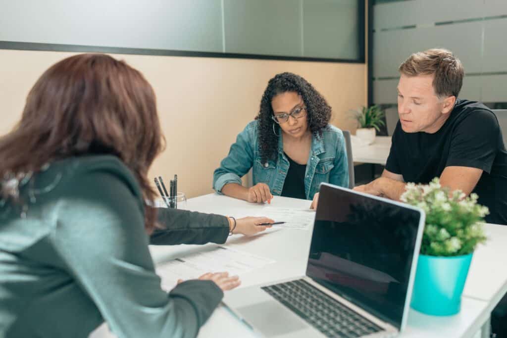 couple talking with advisor