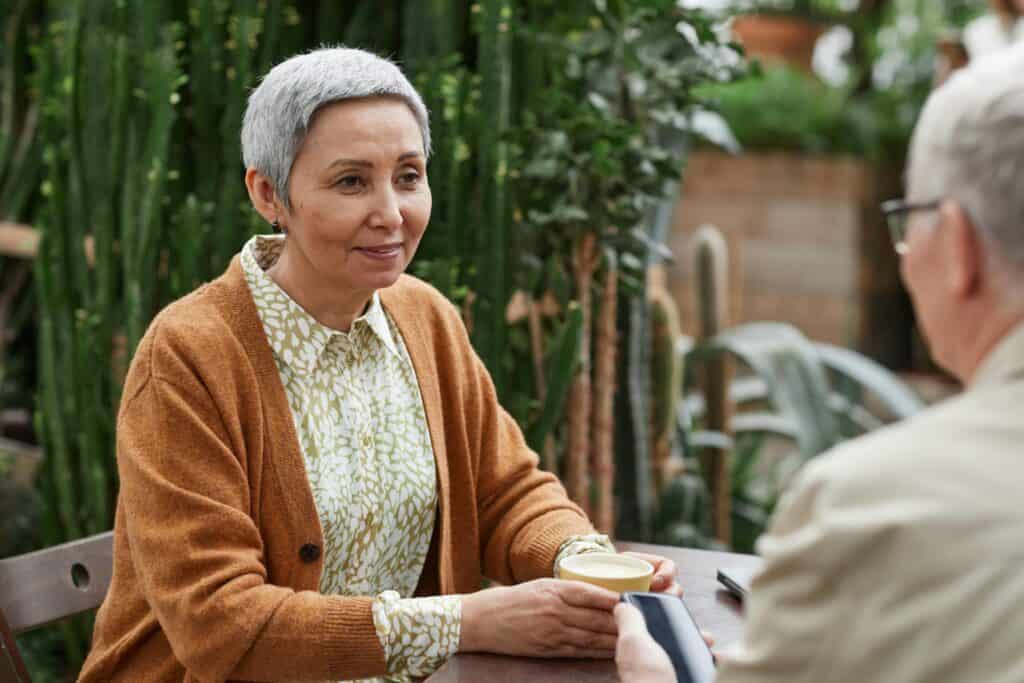 older couple drinking coffee