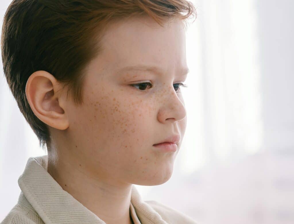 boy with serious face