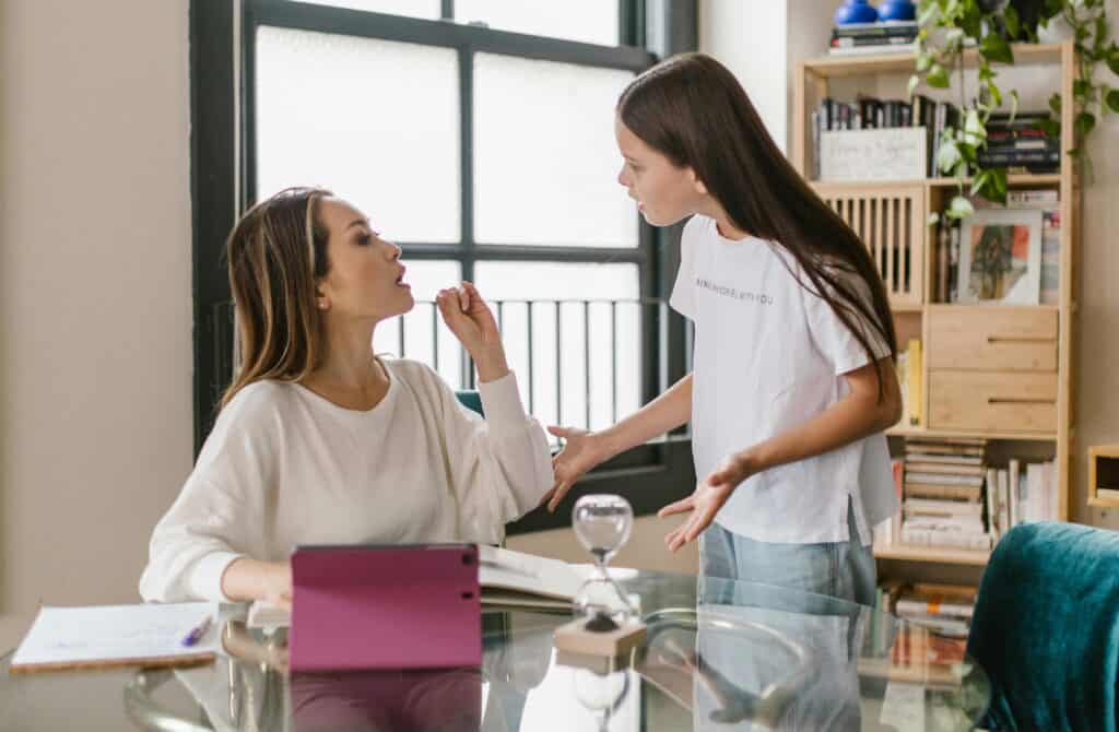 mom and daughter arguing