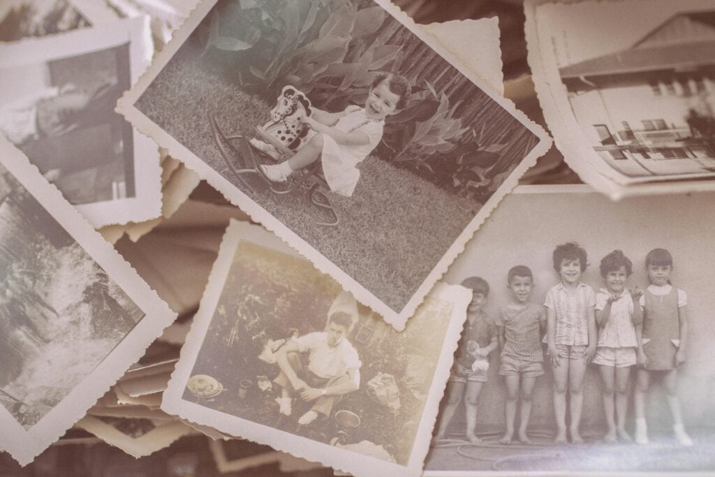 old photographs black white spread out