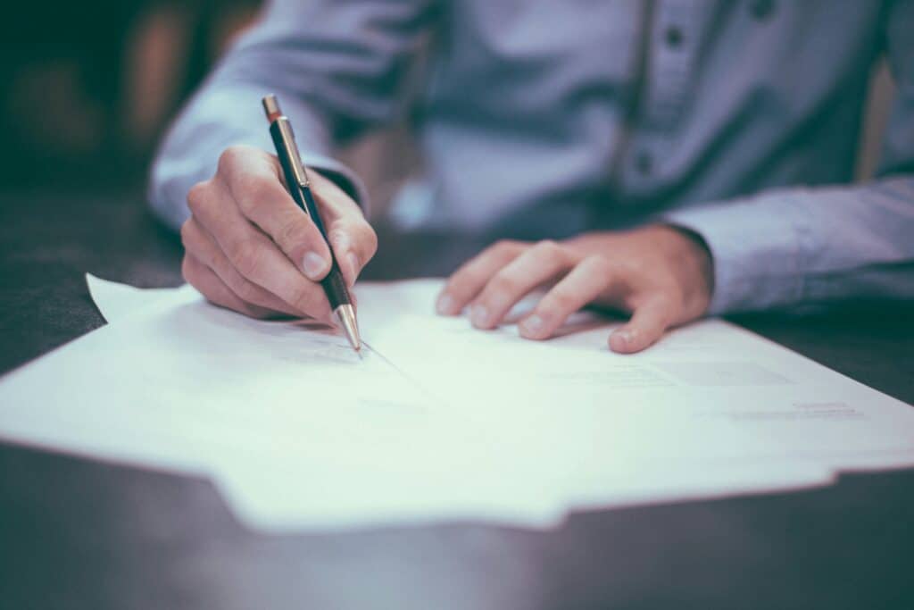 businessman doing paperwork