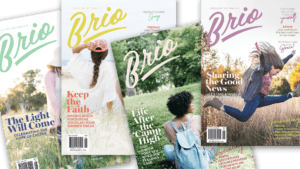 Cover images of four copies of Brio Magazine for teen girls