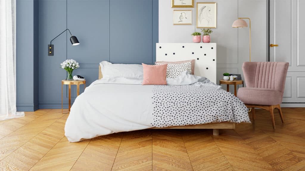 bedroom in polka dots and flowers