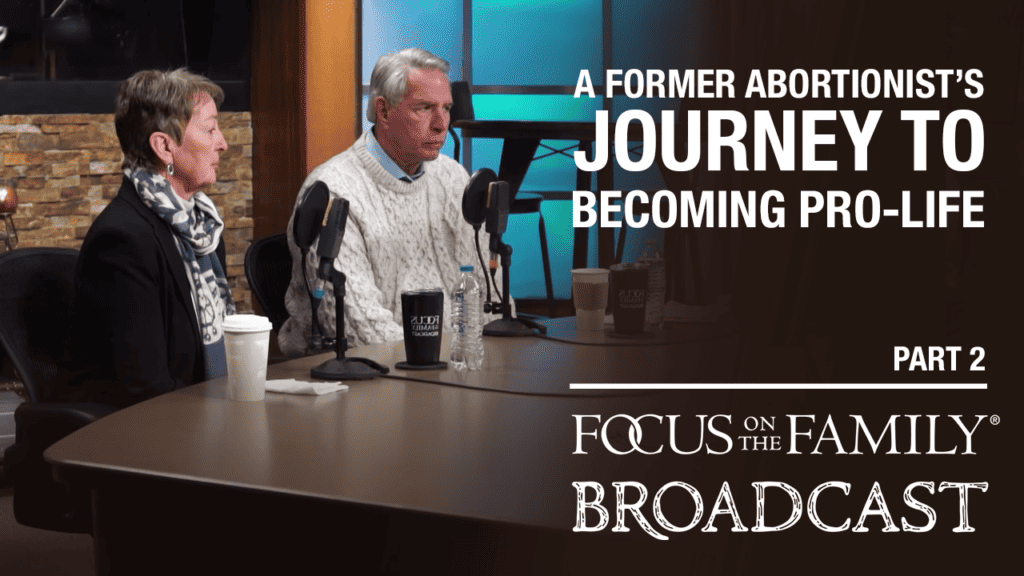 Dr. Anthony and Mrs. Cecelia Levatino being interviewed in the Focus on the Family radio broadcast studio