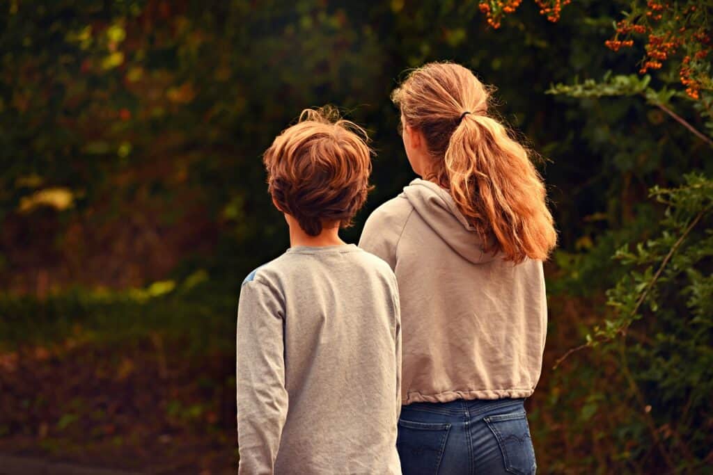 boy and girl walking