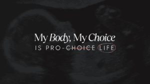 my body my choice image of pregnant woman and baby with bodily autonomy