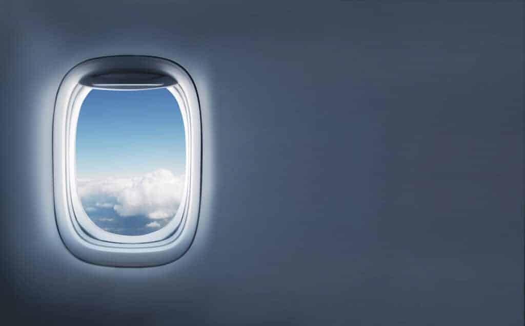 High resolution clouds in aircraft's porthole
