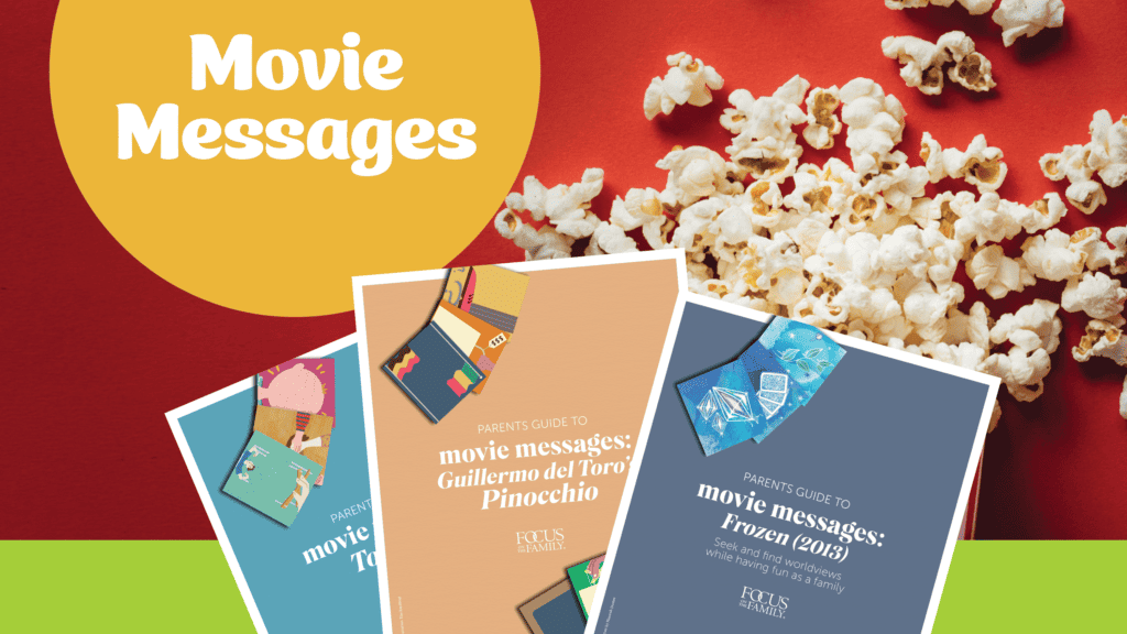 popcorn spilled on red background with download images in front