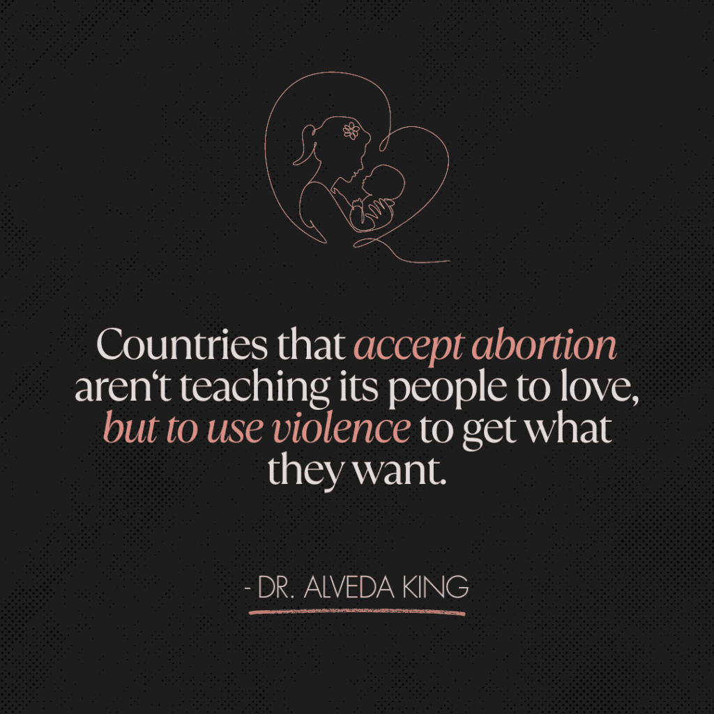 quote about abortion pros and cons from MLK relative Dr. Alveda King