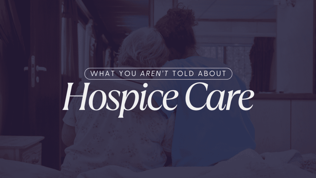 Image of older person leaning against younger person contemplating what hospice does not tell you.