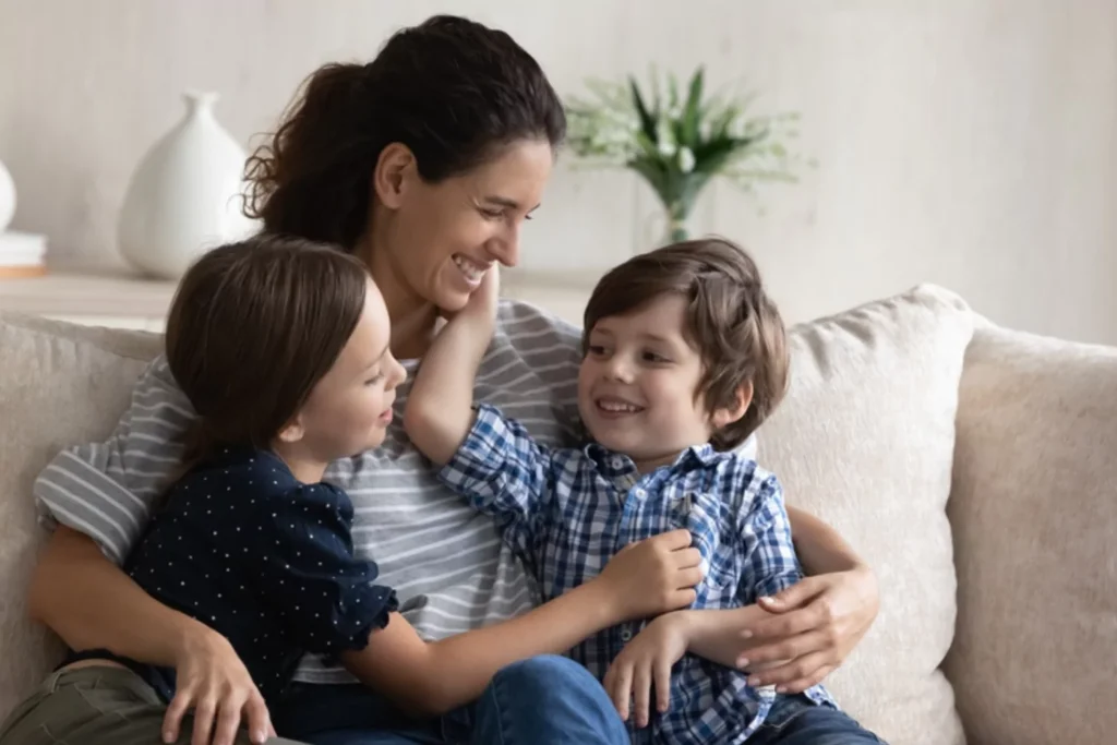 mother and two children