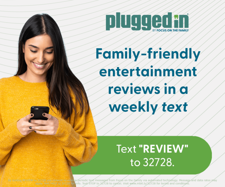 Family-friendly entertainment reviews in a weekly text.