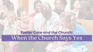 Foster Care and the Church: When the Church Says Yes — a joyful scene of a man reading to children in a church pew, surrounded by smiling faces