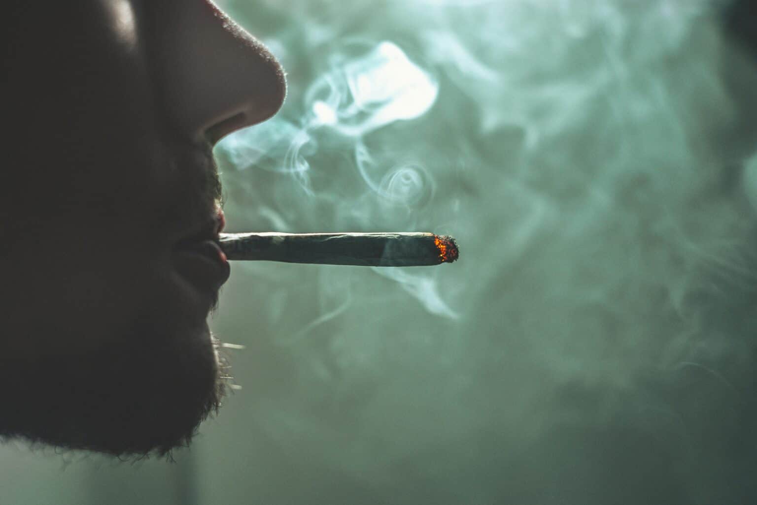 This image shows a person smoking a cigarette. Displayed is a close up of the side profile with the cigarette as the main focus. What Does the Bible Say About Drugs?
